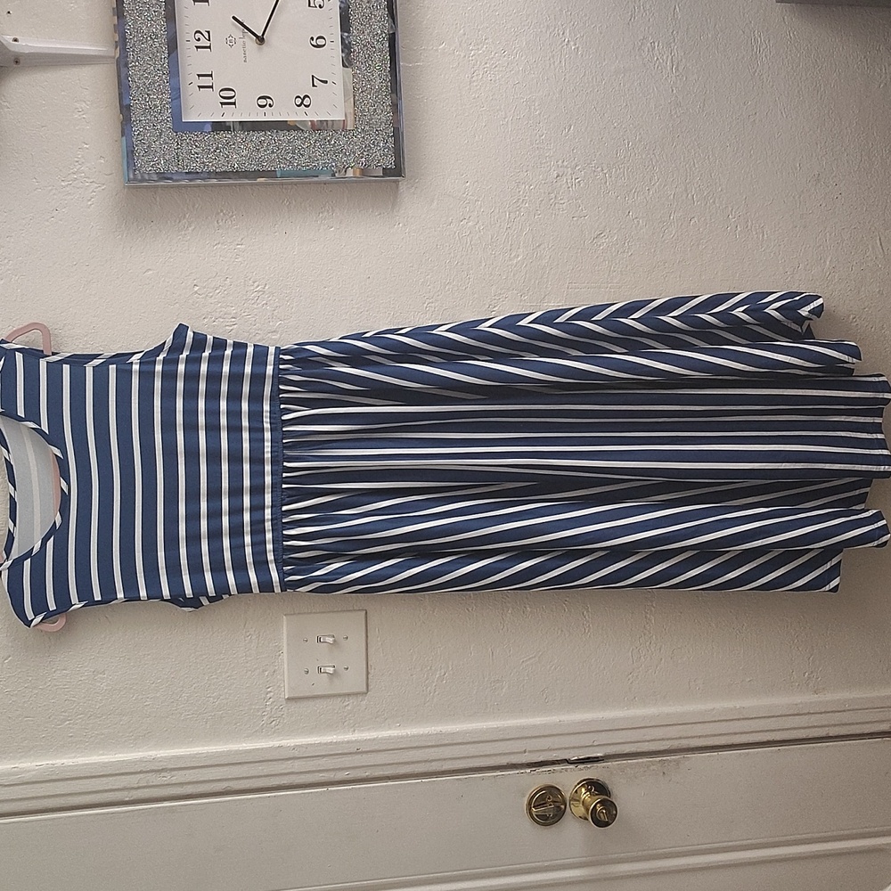 STYLISH BLUE/WHITE DRESS PARTY, FRIENDS, NAUTICAL, FUN ASYMMETRICAL ,PLUS SIZE